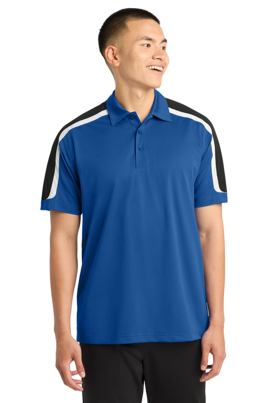 Sport-Tek Tricolor Shoulder Micropique Sport-Wick Polo ST658 True Royal/ Black/ White
