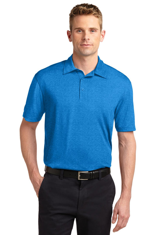 Sport-Tek Heather Contender Polo. ST660 Blue Wake Heather