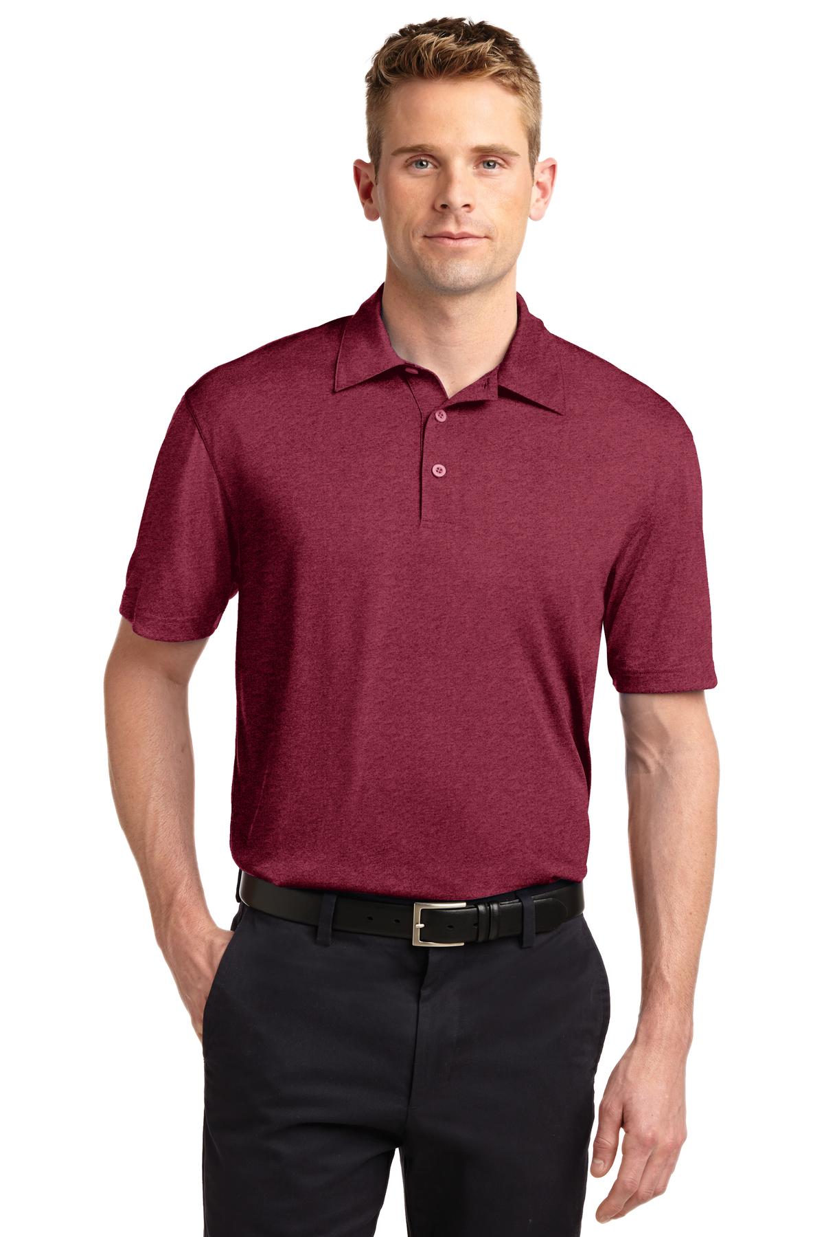 Sport-Tek Heather Contender Polo. ST660 Cardinal Heather