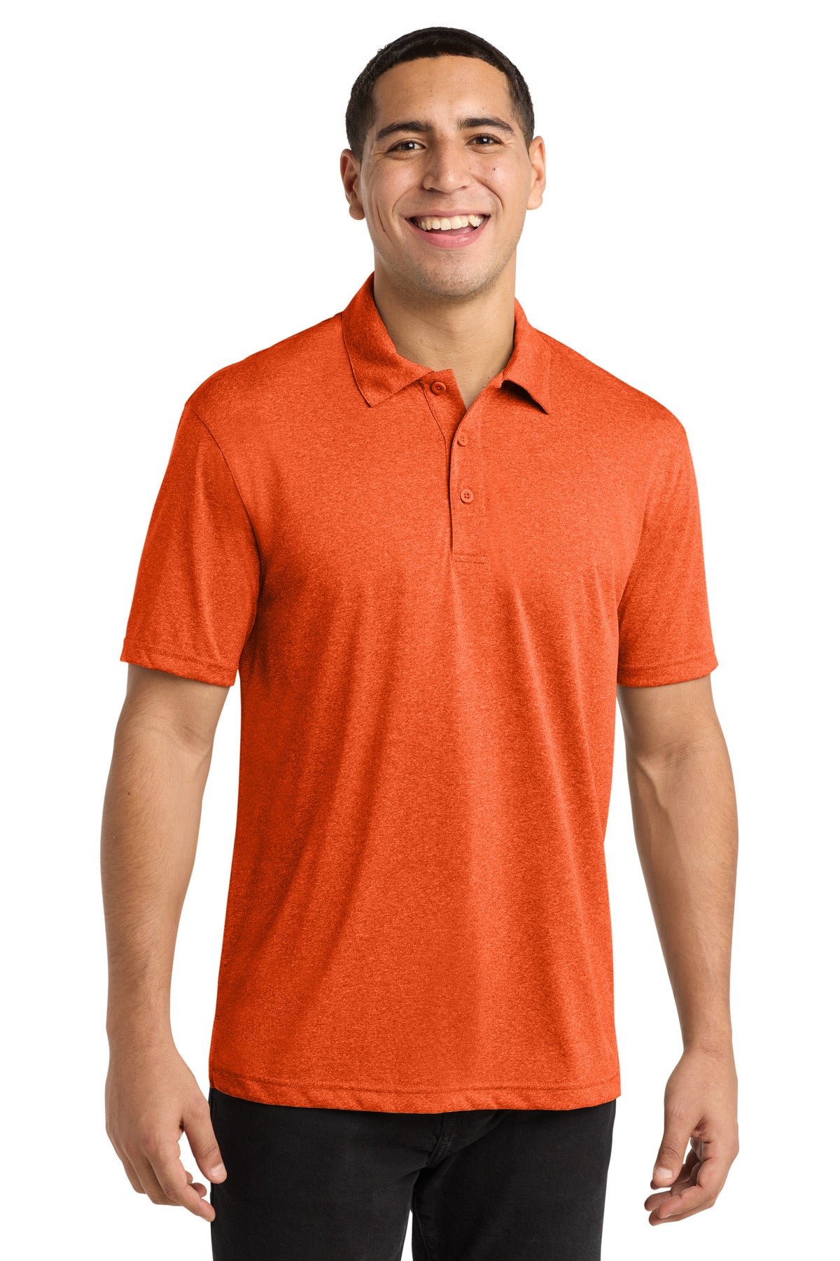 Sport-Tek Heather Contender Polo ST660 Deep Orange Heather