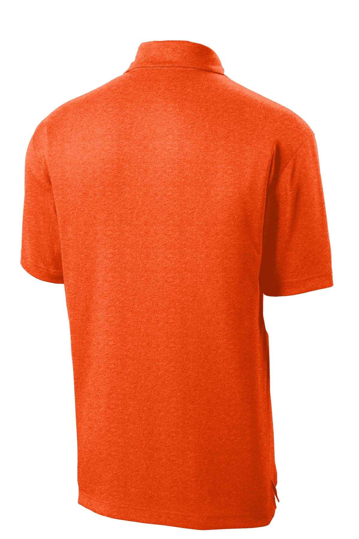 Sport-Tek Heather Contender Polo. ST660 Deep Orange Heather