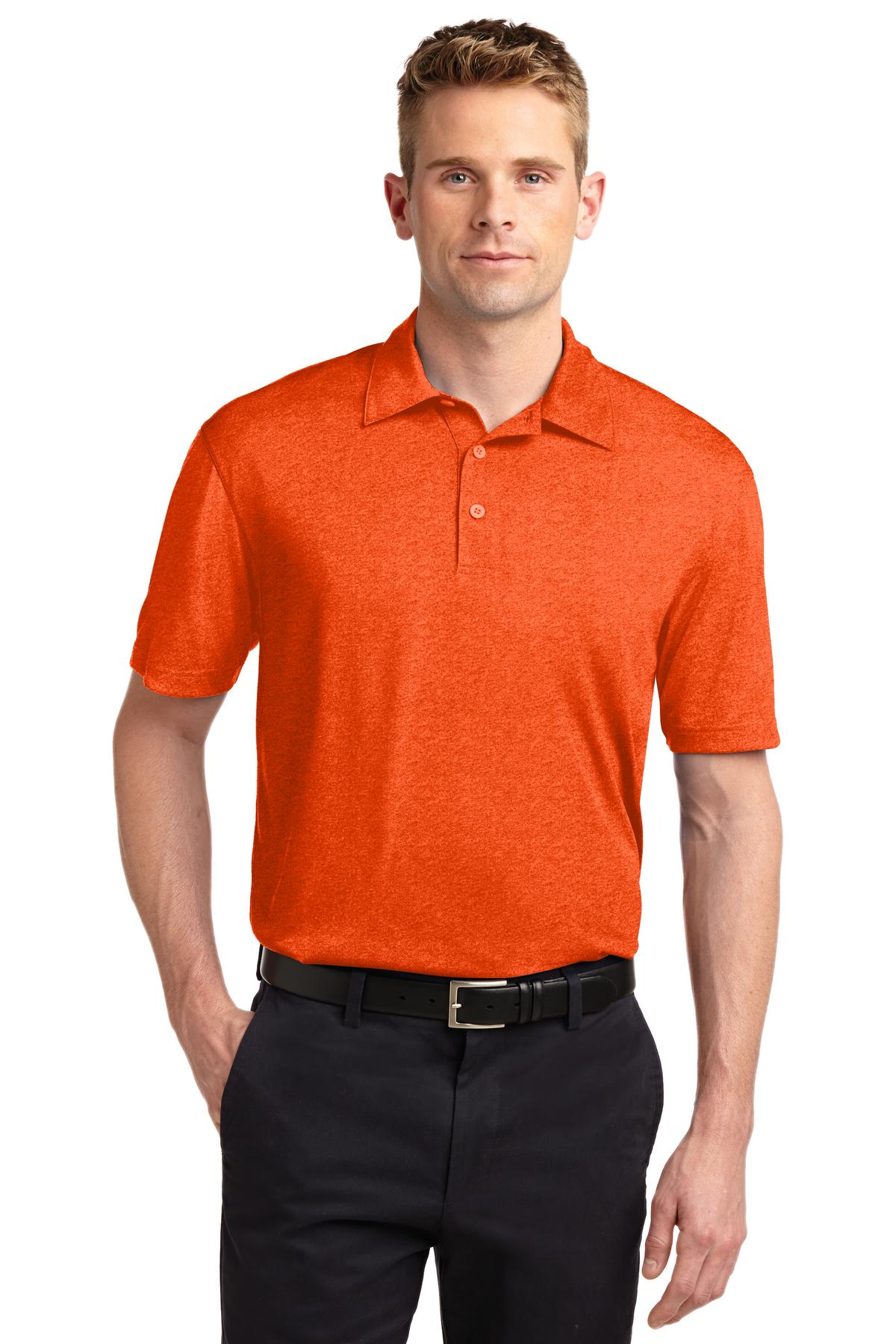 Sport-Tek Heather Contender Polo. ST660 Deep Orange Heather
