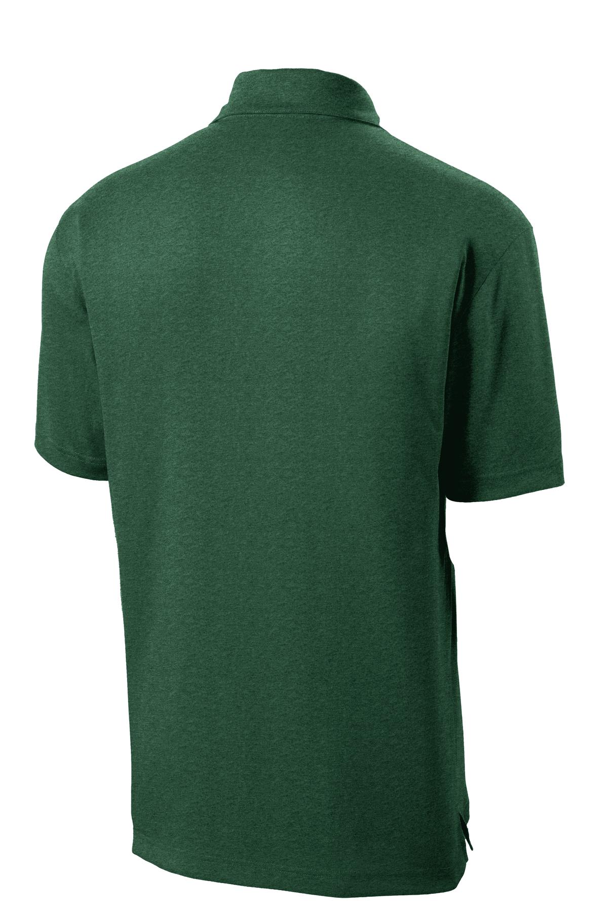 Sport-Tek Heather Contender Polo. ST660 Forest Green Heather