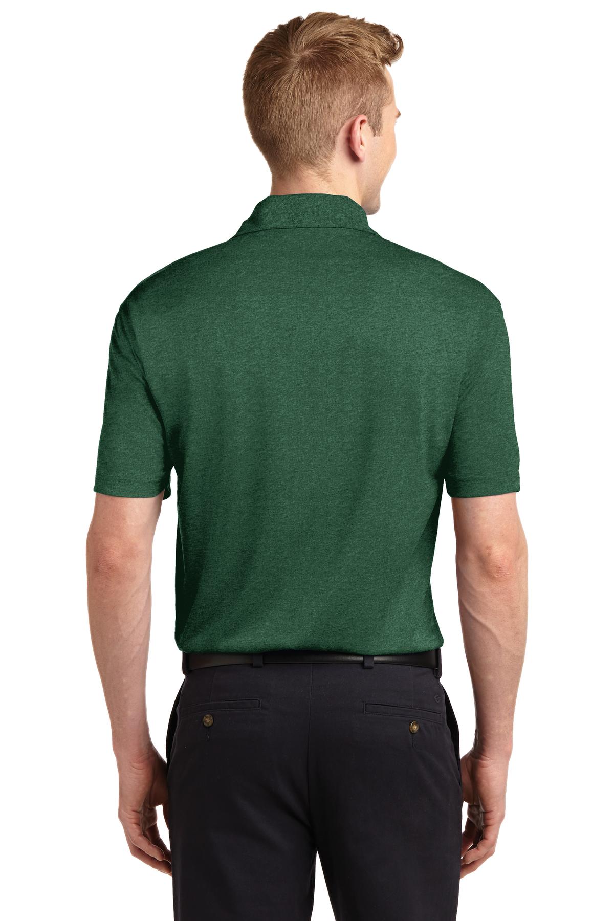 Sport-Tek Heather Contender Polo. ST660 Forest Green Heather