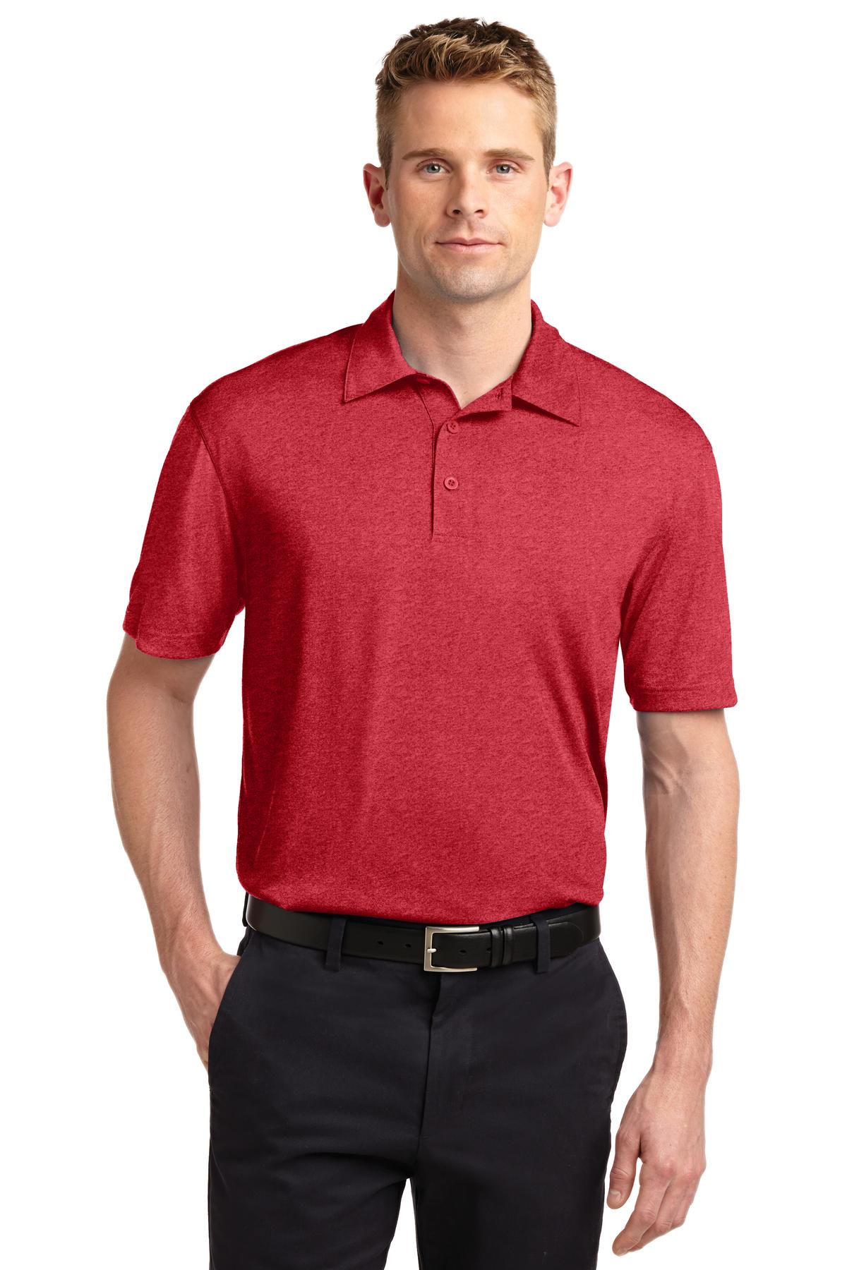 Sport-Tek Heather Contender Polo. ST660 Scarlet Heather