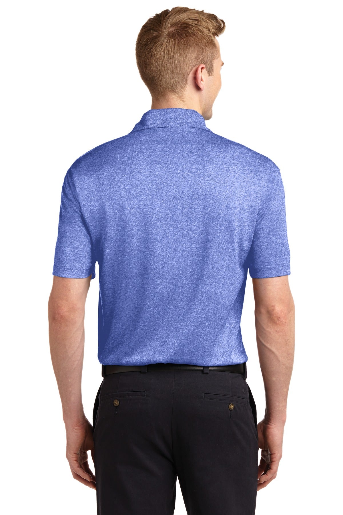 Sport-Tek Heather Contender Polo. ST660 True Royal Heather