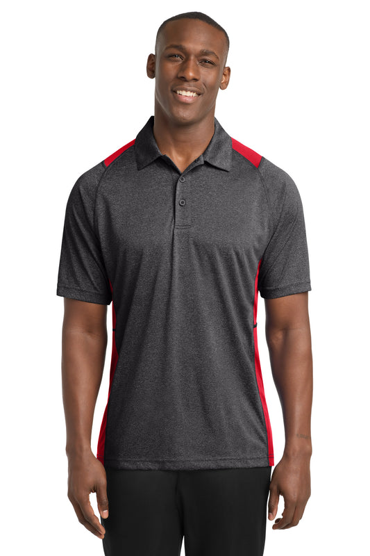 Sport-Tek Heather Colorblock Contender Polo ST665 Graphite Heather/ True Red