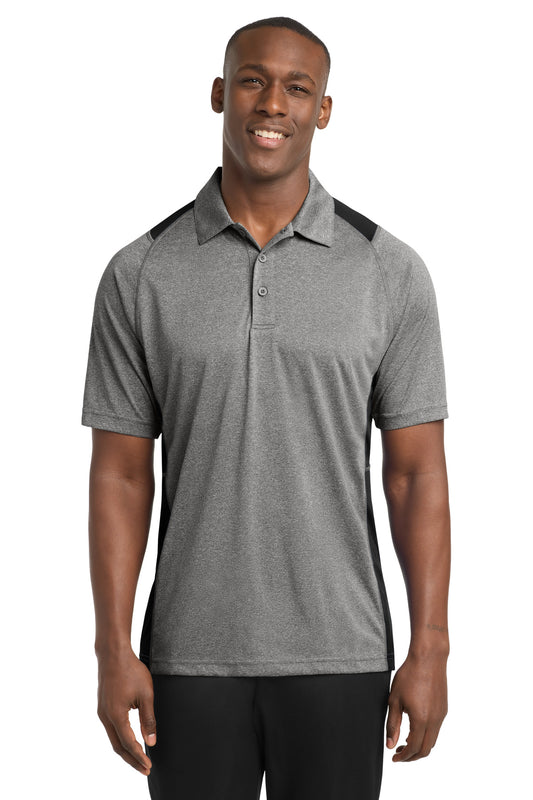 Sport-Tek Heather Colorblock Contender Polo ST665 Vintage Heather/ Black