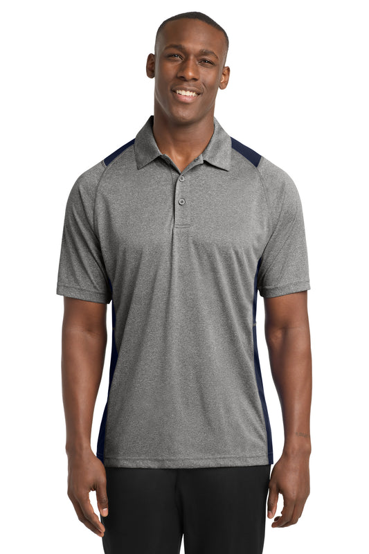 Sport-Tek Heather Colorblock Contender Polo ST665 Vintage Heather/ True Navy