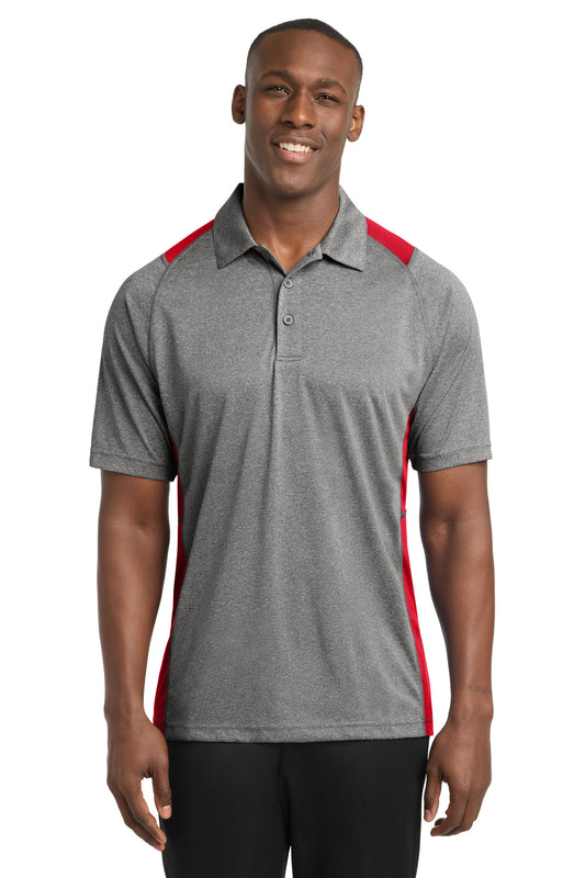 Sport-Tek Heather Colorblock Contender Polo ST665 Vintage Heather/ True Red