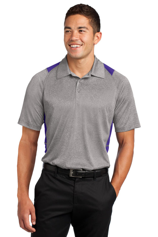 Sport-Tek Heather Colorblock Contender Polo. ST665 Vintage Heather/ Purple