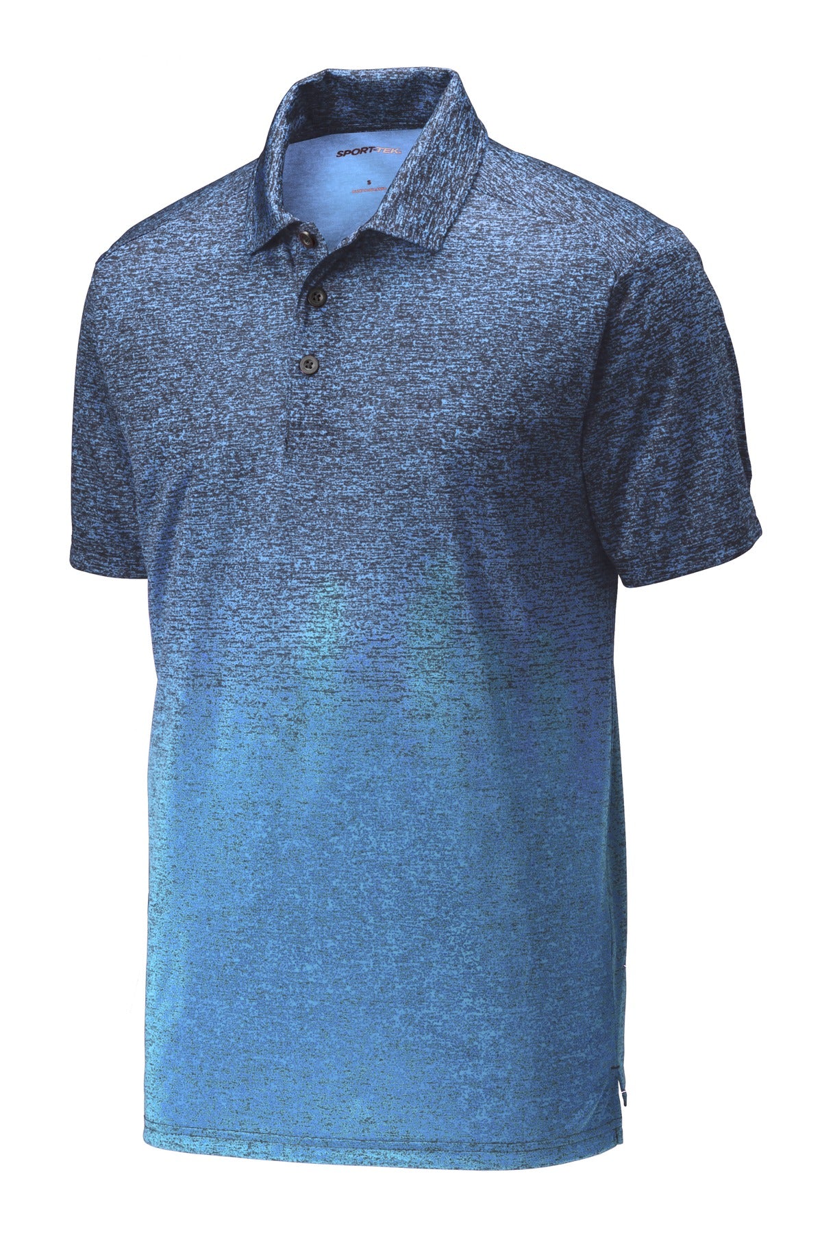 Sport-Tek  Ombre Heather Polo. ST671 Carolina Blue/ True Navy