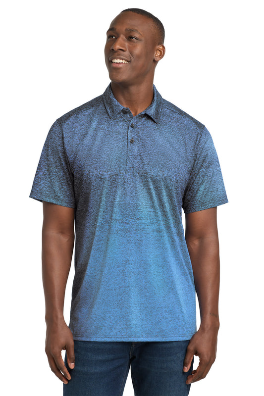 Sport-Tek Ombre Heather Polo ST671 Carolina Blue/ True Navy