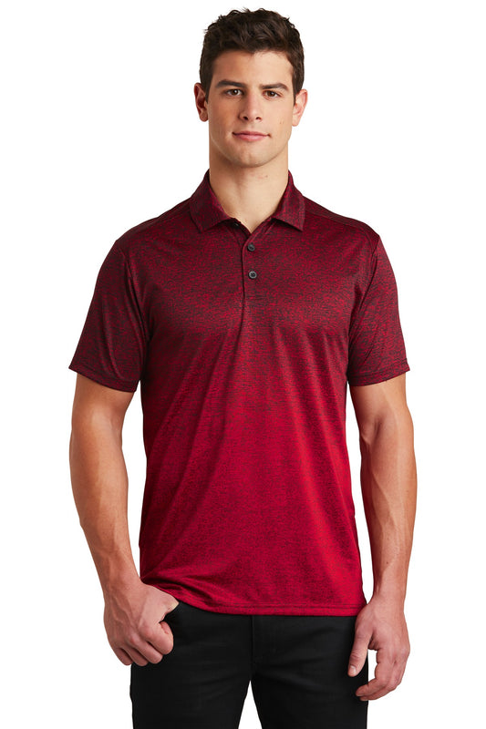 Sport-Tek  Ombre Heather Polo. ST671 Deep Red/ Black