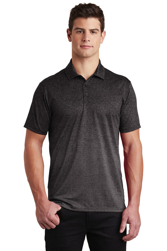 Sport-Tek  Ombre Heather Polo. ST671 Iron Grey/ Black