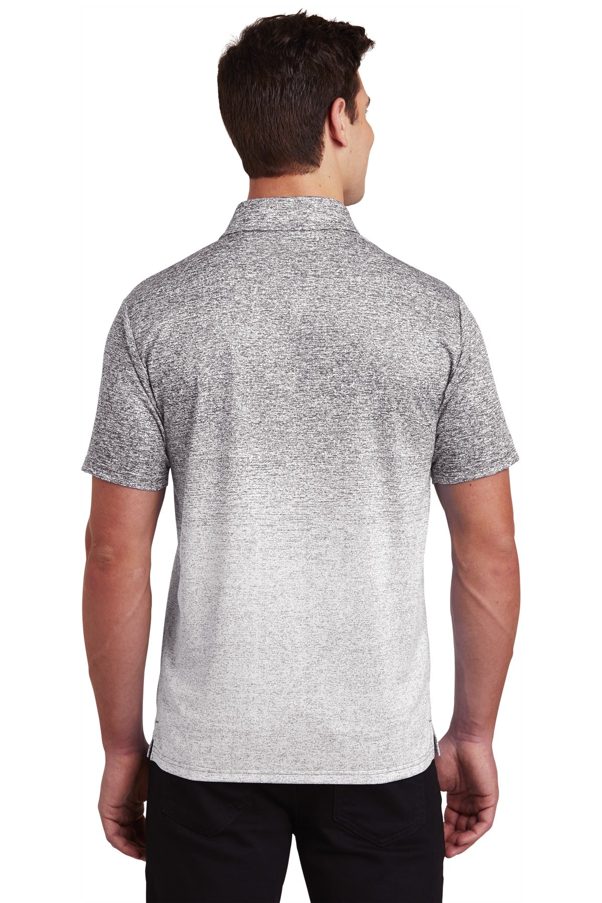 Sport-Tek  Ombre Heather Polo. ST671 White/ Graphite