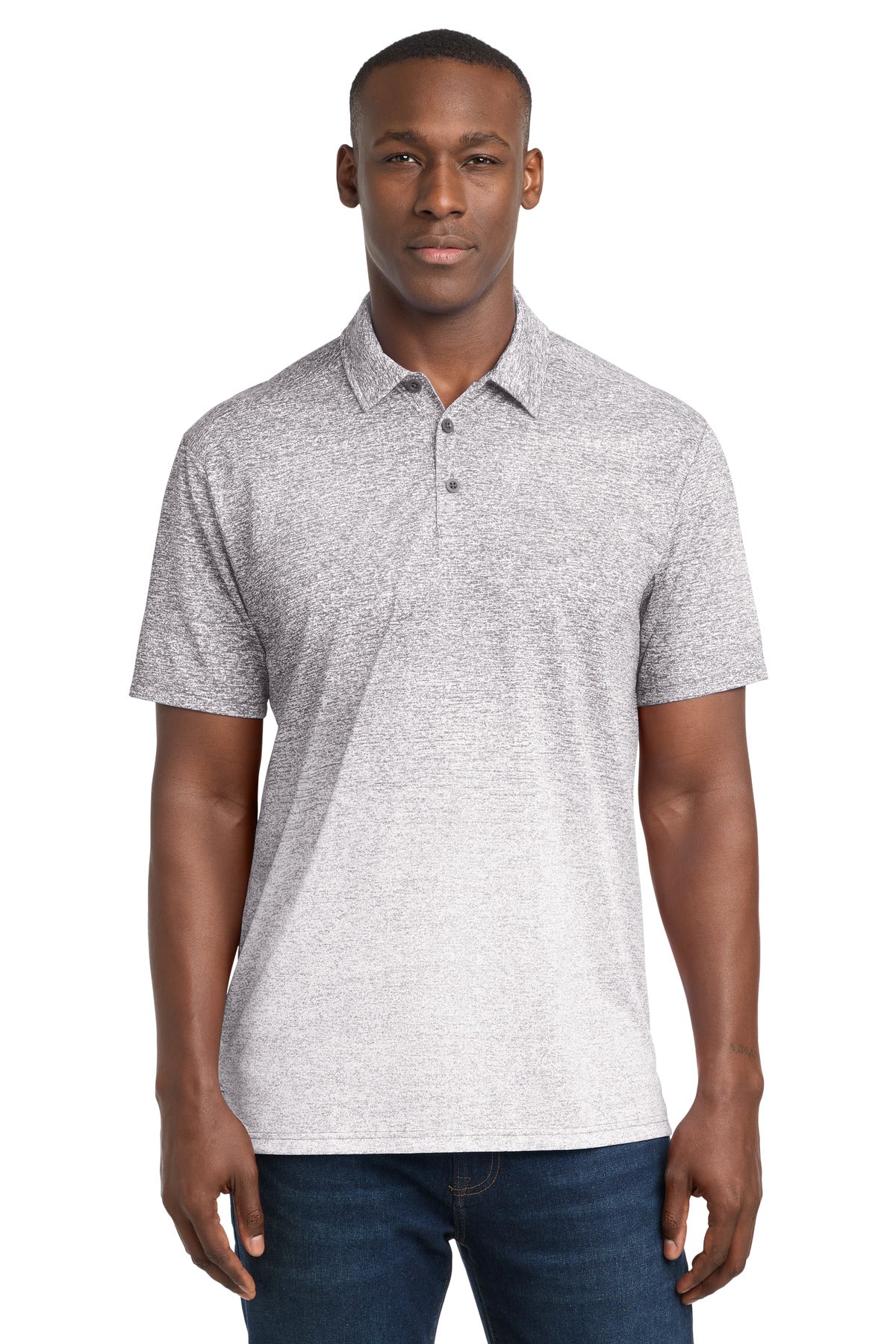 Sport-Tek Ombre Heather Polo ST671 White/ Graphite