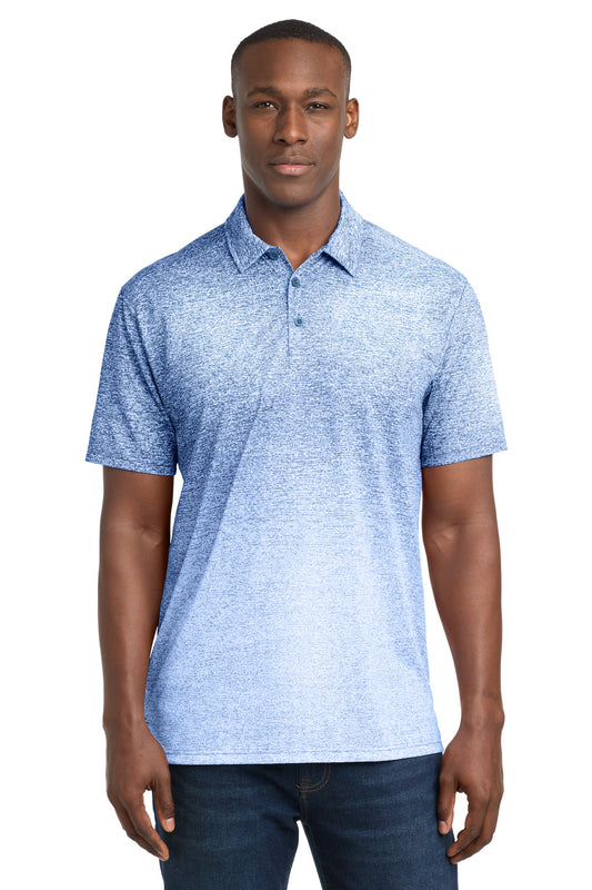 Sport-Tek Ombre Heather Polo ST671 White/ True Royal
