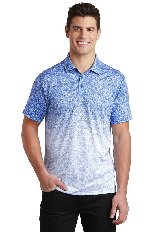 Sport-Tek  Ombre Heather Polo. ST671 White/ True Royal