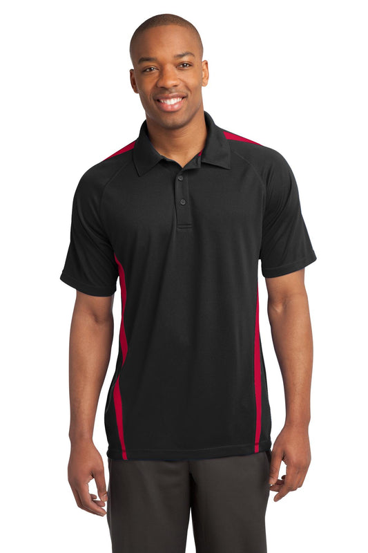 Sport-Tek PosiCharge Micro-Mesh Colorblock Polo. ST685 Black/ Red