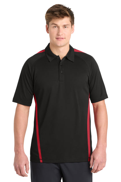 Sport-Tek PosiCharge Micro-Mesh Colorblock Polo ST685 Black/ Red