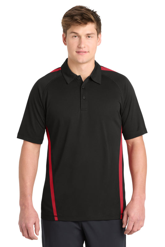 Sport-Tek PosiCharge Micro-Mesh Colorblock Polo ST685 Black/ Red
