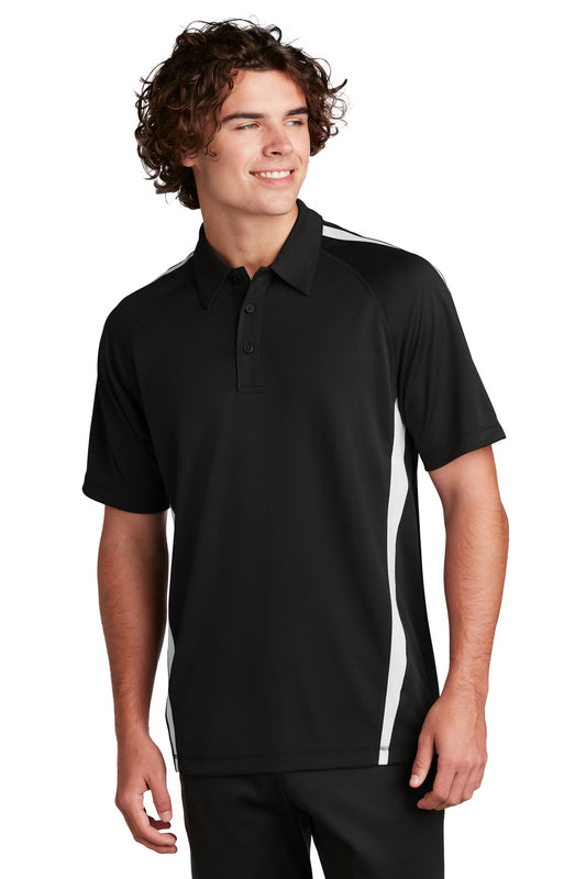 Sport-Tek PosiCharge Micro-Mesh Colorblock Polo. ST685 Black/ White