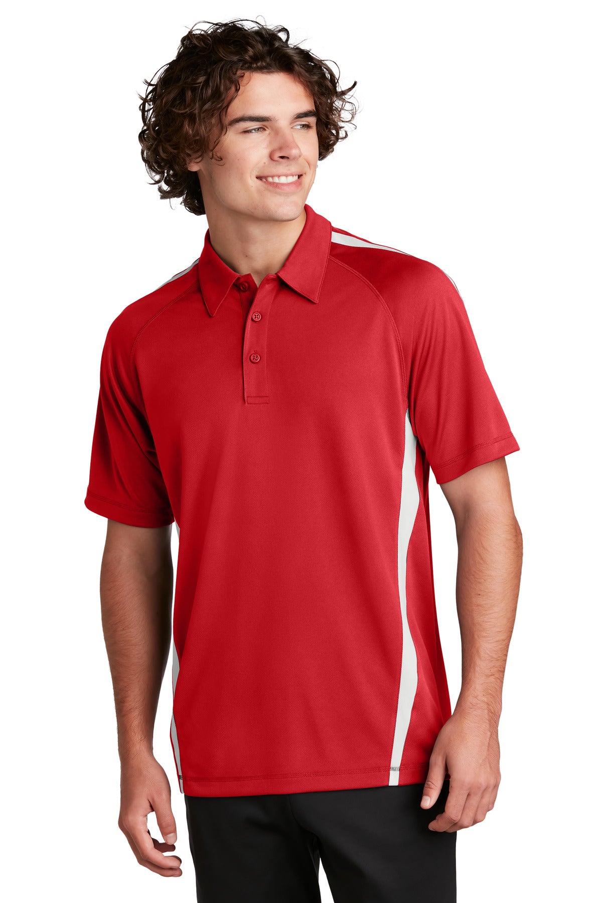 Sport-Tek PosiCharge Micro-Mesh Colorblock Polo. ST685 True Red/ White