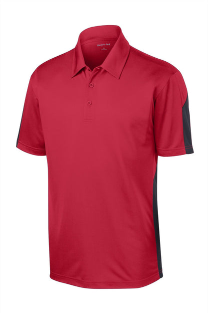 Sport-Tek PosiCharge Active Textured Colorblock Polo. ST695 True Red/ Grey