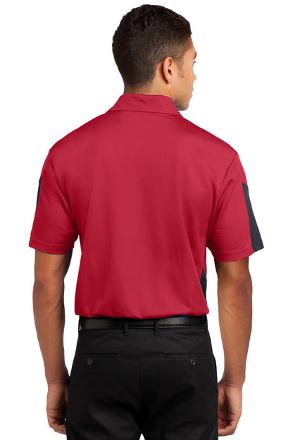 Sport-Tek PosiCharge Active Textured Colorblock Polo. ST695 True Red/ Grey
