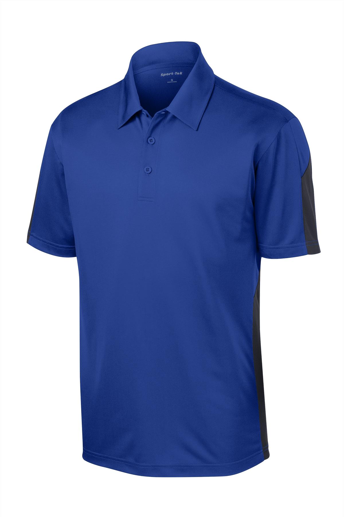 Sport-Tek PosiCharge Active Textured Colorblock Polo. ST695 True Royal/ Grey