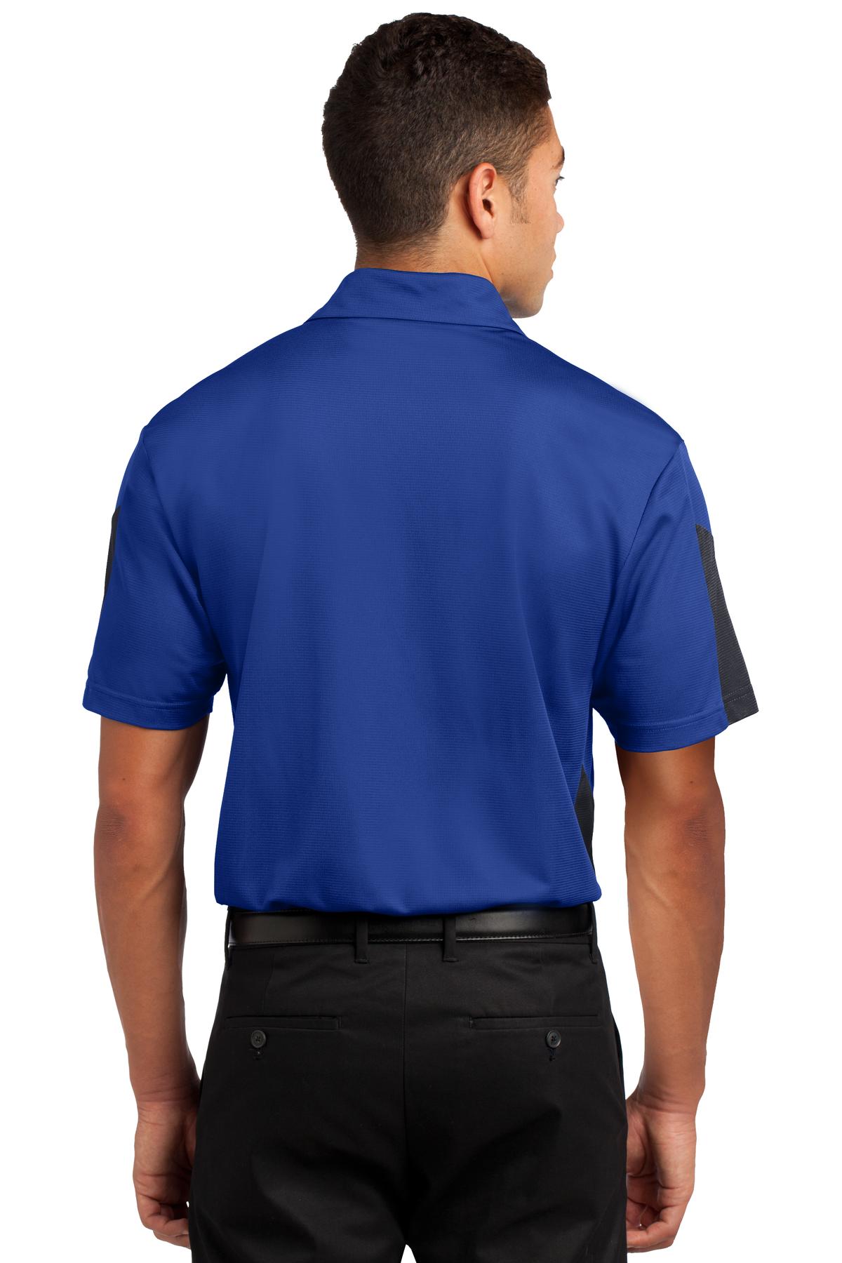 Sport-Tek PosiCharge Active Textured Colorblock Polo. ST695 True Royal/ Grey