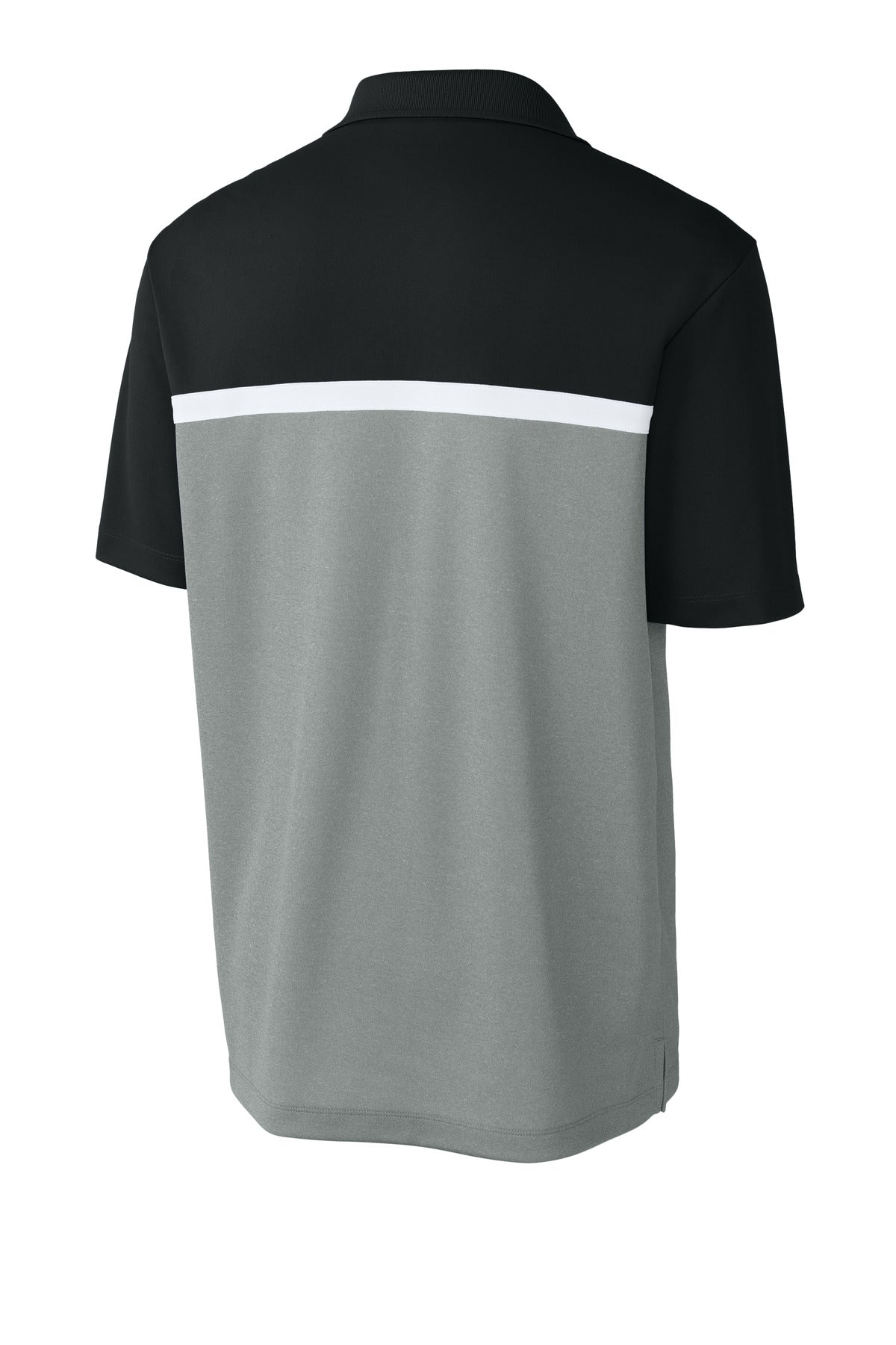 Sport-Tek UV Micropique Colorblock Polo ST741 Black/ Grey Concrete Heather/ White