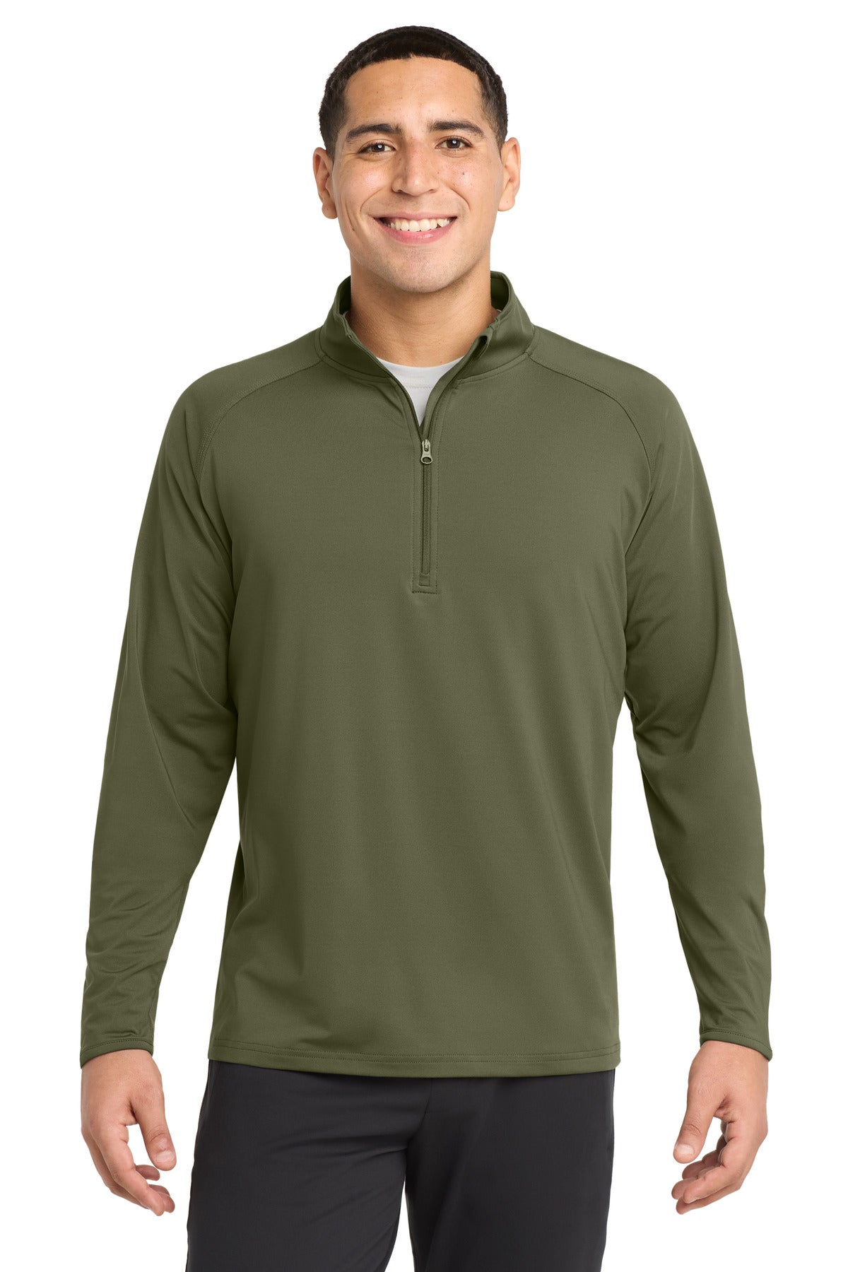 Sport-Tek Sport-Wick Stretch 1/4-Zip Pullover. ST850 Olive Drab Green