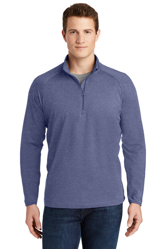 Sport-Tek Sport-Wick Stretch 1/4-Zip Pullover. ST850 True Navy Heather