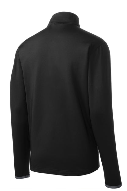 Sport-Tek Sport-Wick Stretch Contrast Full-Zip Jacket.  ST853 Black/ Charcoal Grey