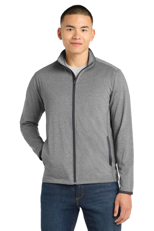 Sport-Tek Sport-Wick Stretch Contrast Full-Zip Jacket ST853 Charcoal Grey Heather/ Charcoal Grey
