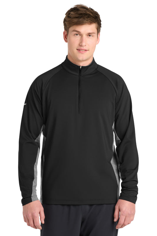 Sport-Tek Sport-Wick Stretch Contrast 1/4-Zip Pullover ST854 Black/ Charcoal Grey Heather