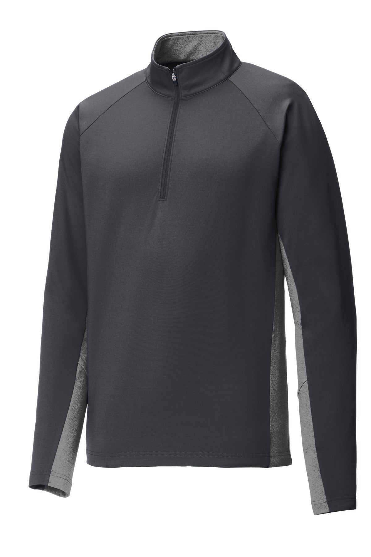 Sport-Tek Sport-Wick Stretch Contrast 1/4-Zip Pullover. ST854 Charcoal Grey/ Charcoal Grey Heather