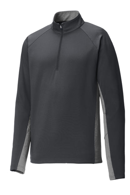 Sport-Tek Sport-Wick Stretch Contrast 1/4-Zip Pullover. ST854 Charcoal Grey/ Charcoal Grey Heather