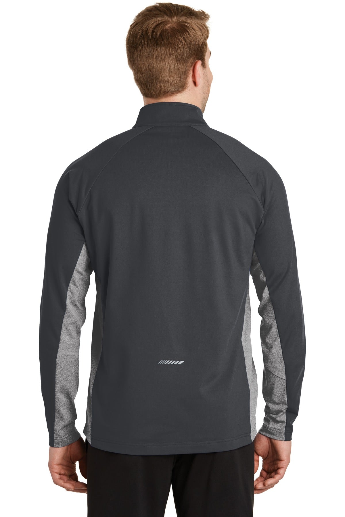 Sport-Tek Sport-Wick Stretch Contrast 1/4-Zip Pullover. ST854 Charcoal Grey/ Charcoal Grey Heather