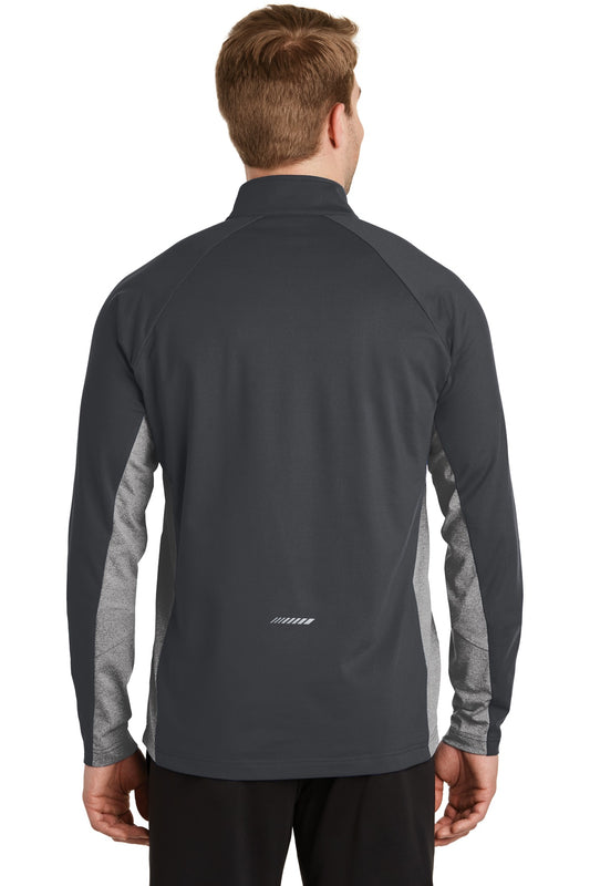 Sport-Tek Sport-Wick Stretch Contrast 1/4-Zip Pullover. ST854 Charcoal Grey/ Charcoal Grey Heather
