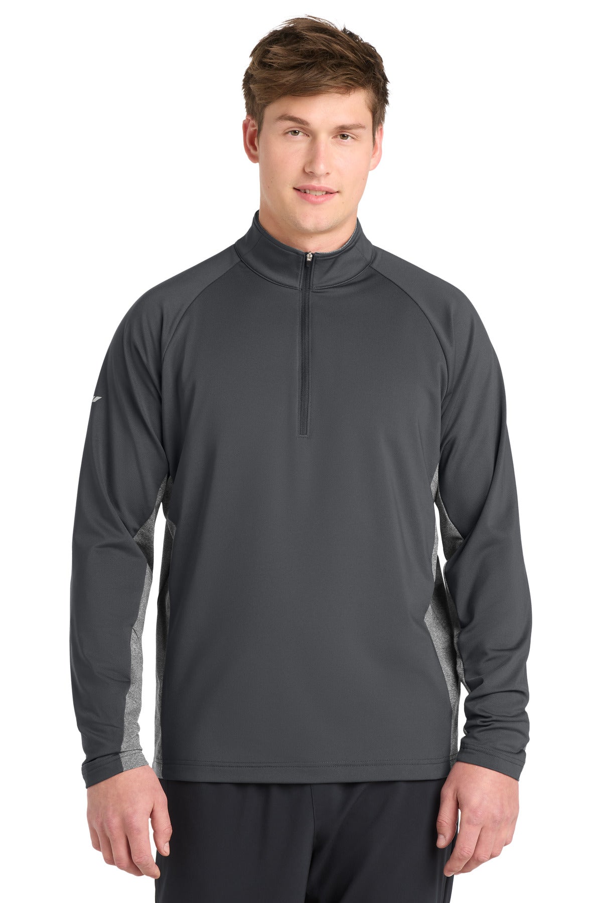 Sport-Tek Sport-Wick Stretch Contrast 1/4-Zip Pullover ST854 Charcoal Grey/ Charcoal Grey Heather