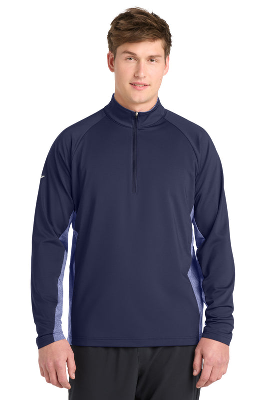 Sport-Tek Sport-Wick Stretch Contrast 1/4-Zip Pullover ST854 True Navy/ True Navy Heather