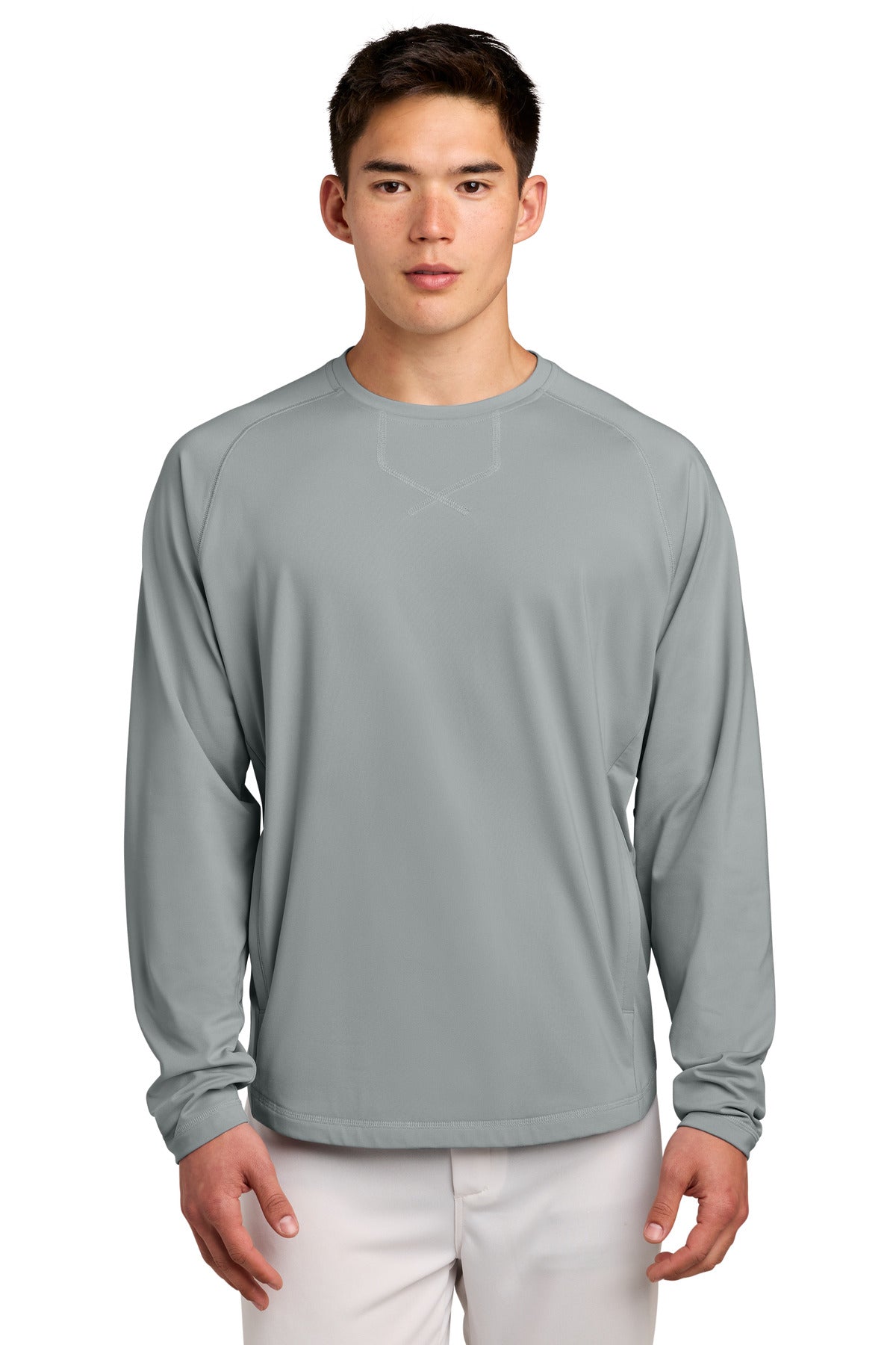 Sport-Tek Sport-Wick Stretch Pocketed Crewneck ST859 Silver