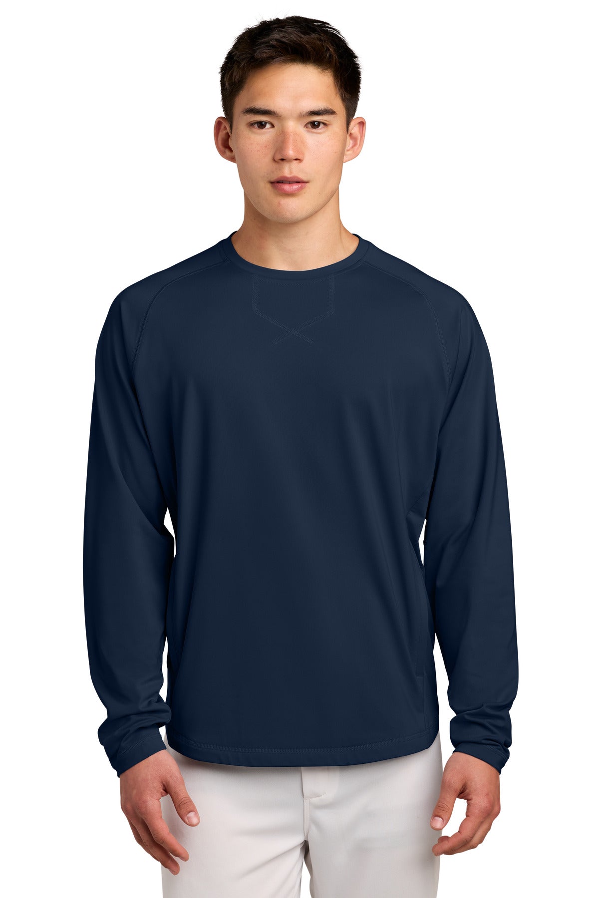 Sport-Tek Sport-Wick Stretch Pocketed Crewneck ST859 True Navy