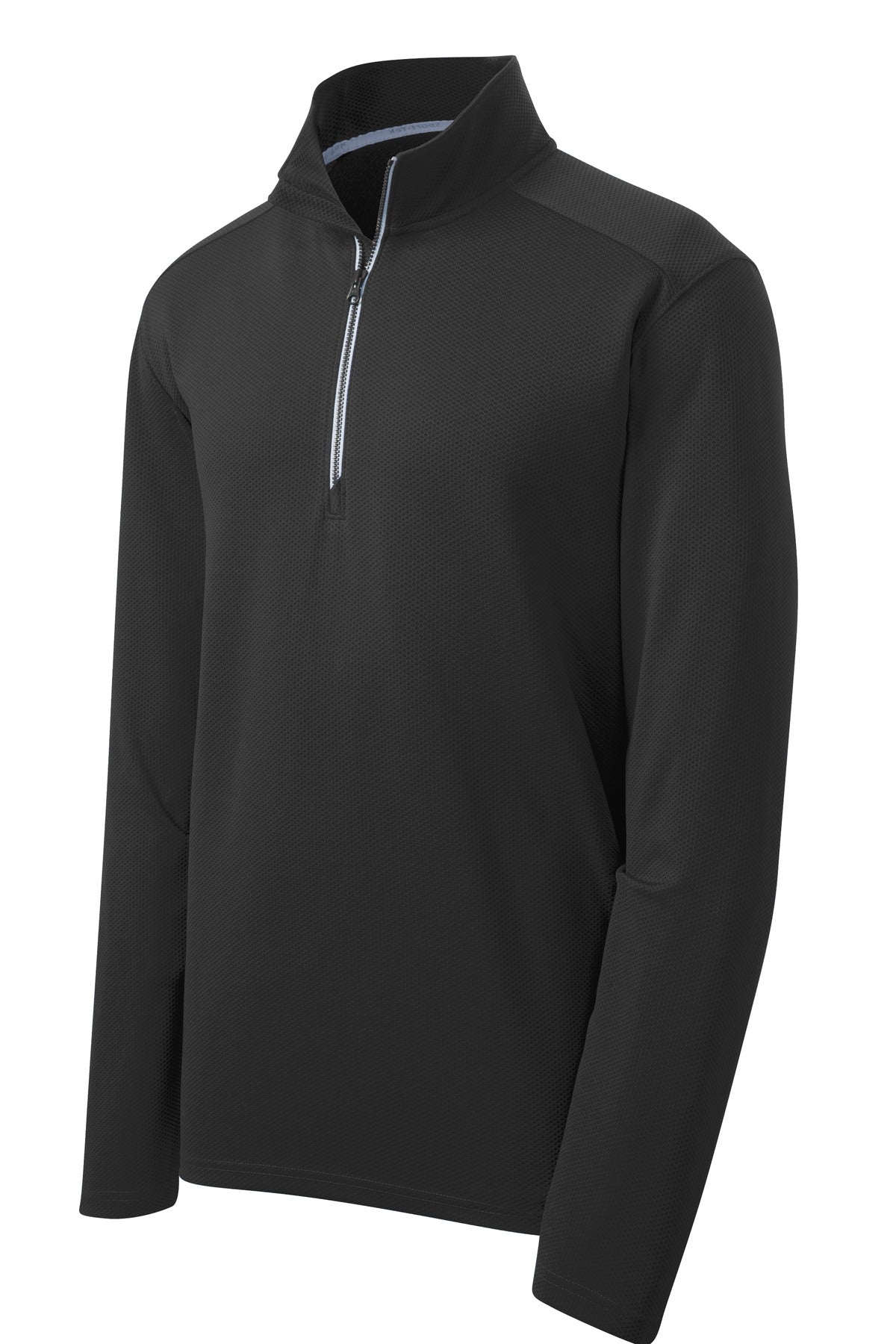 Sport-Tek Sport-Wick Textured 1/4-Zip Pullover.  ST860 Black