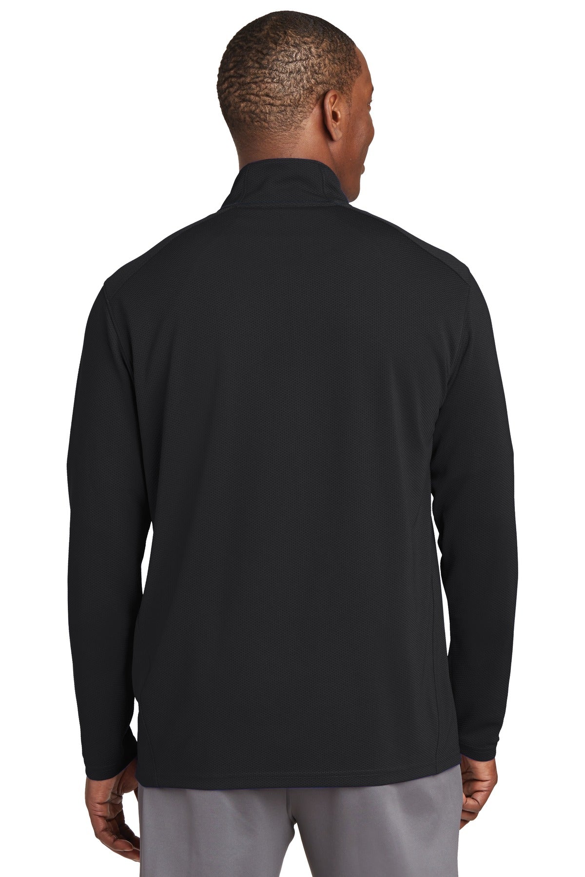 Sport-Tek Sport-Wick Textured 1/4-Zip Pullover.  ST860 Black