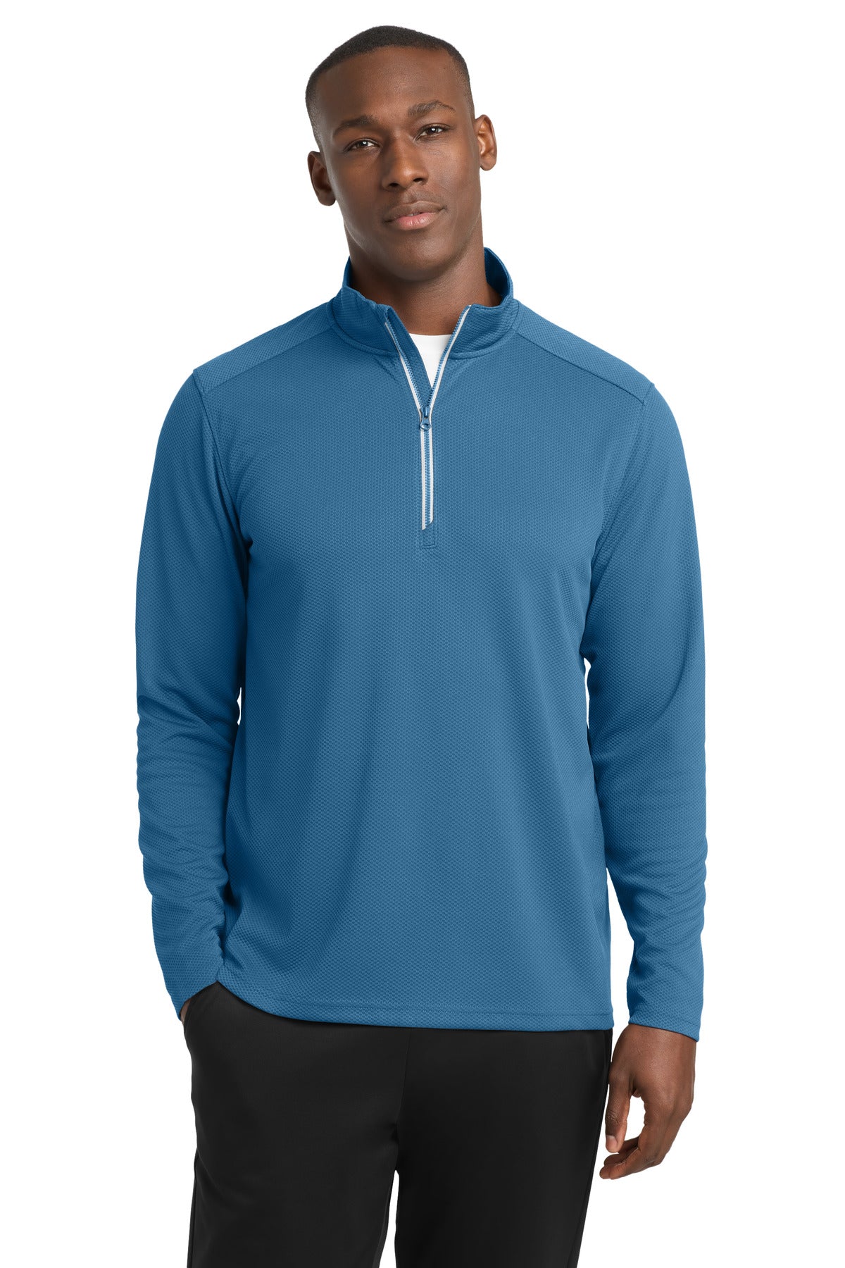 Sport-Tek Sport-Wick Textured 1/4-Zip Pullover ST860 Dawn Blue