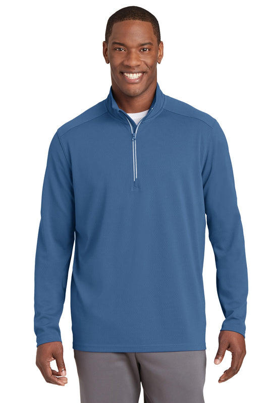 Sport-Tek Sport-Wick Textured 1/4-Zip Pullover.  ST860 Dawn Blue